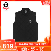 Aape flagship store Mens autumn winter letter printing apes face small label down thick vest vest vest 7471XXH