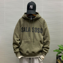 2021 Winter New hooded print plus velvet sweater jacket mens casual loose versatile fashion ins hoodie