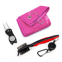 Practical Portable Golf Accessories Package Green Fork Cleaning Brush Towel Three-Piece Set Practice Tools