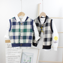 100 Lapped Boy Pure Cotton Plaid Waistcoat 2022 Spring Autumn New Men And Womens Vest Art Fan Foreign Air Baby Kan Shoulder