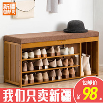 Xinjiang elder brother change shoes stool home door door shoe cabinet wear shoes sofa multifunctional wooden stool soft bag cushion can sit