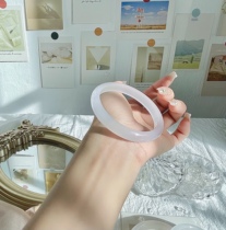 ZM home natural ice species lychee frozen high ice white chalcedony agate bracelet Girly sense bracelet Fairy jade bracelet narrow strip
