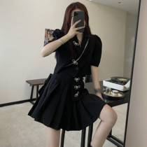 Big Code Zang Meat Suit Suit Skirt Summer Temperament Heben Weight Reduction Color Suit Jacket 100 Pleats Skirt Fat Sister