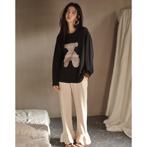 Limited minority designer ~ exquisite bear pattern ~ A D Hepburn cotton pajamas women long sleeve suit