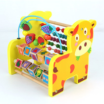 One or two steps multi-function calf around the beads baby puzzle early education rainbow learning beads wooden calculation frame