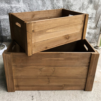 Customized thick retro wooden box solid wood with lid storage box storage decoration supermarket wine display box spot