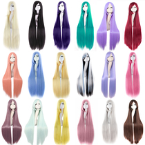 Universal cos wig female hair anime pure black purple color white 100 super long straight hair wig hair full head cover