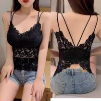 2 pieces of clothing online red Tongtong Butterfly Lace Underwear Hollowed-out Beauty Back Big Code 200 Catty Sashimi Vest Inner Hitch