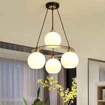 Crystal lamp three or four head round dining room living room lamp bar lamp