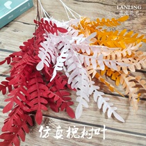 Wedding green simulation Sophora japonica leaves five forks to beam Sophora japonica leaf hun li tang flowers row route guide decorated with grass pei ye flowers