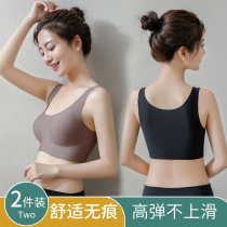 Japanese Traceless Lingerie Women no steel ring gathers large breasts for small and thin sections Summer beauty vest-style Large-size sports bra