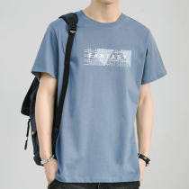 2022 Summer slim short sleeve t-shirt male trend letter printed round collar half sleeve bottom-shirt mens compassionate blouse