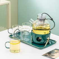 Light luxury fruit teapot glass afternoon tea tea tea set European cup set candle cooking tea stove Nordic style