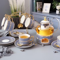 Home flower teapot set glass boiled fruit teapot ceramic Afternoon Tea Flower Fruit tea cup tea set candle heating