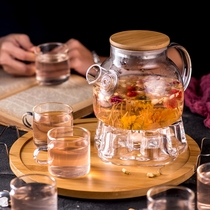 Ar Japanese-style glass herbal tea set Living room afternoon tea set Creative flower tea cold water pot Teapot can be heated with