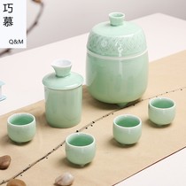 Ceramic warm wine pot hot wine pot home Chinese celadon set set hot wine warm wine bottle half a catty yellow wine white wine glass