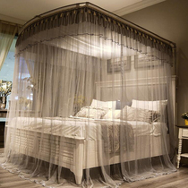 Bed nets 2022 new advanced u type telescopic kickstand pole plus coarse thickened home triple door bedroom floor bed mantle