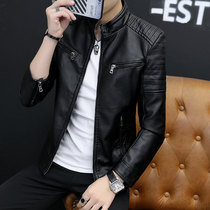 Mens leather jacket leather 2021 spring and autumn handsome new coat slim Korean fashion spring motorcycle leather clothing