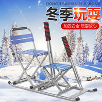 Ice car skating car solid wood ice skate children adult ice climbing plough double sleigh northeast winter ice sports