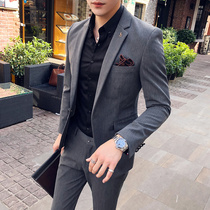 Small suit mens suit Korean slim set with groom wedding clothes casual trend handsome mens suit