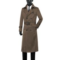 Mens windbreaker long knee 2021 new design sense British Korean trend handsome spring and autumn coat coat