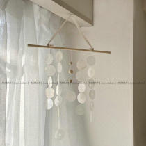 Korat Korea ins with the same natural shell lace wood stick pendant texture folk decoration wall hanging wind bells