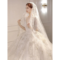 Main wedding dress 2021 new bride temperament big tailing premium heavy industry luxury summer explosion little light