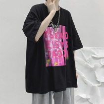 Port wind t-shirt mens short-sleeved ins trend hip-hop printed T-shirt summer tide brand loose handsome national tide half-sleeve clothes