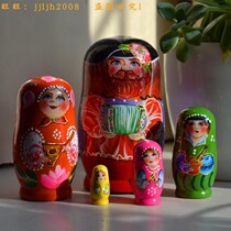 Accordion 5 layers of dolls Russias five floors Painted Natural Linden Wood Baking Varnish Tasteless And Environmentally Healthy New