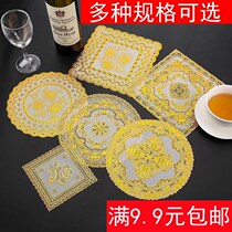 12cm square bronzed gold cup cushion ashtray cushion 16 cm round anti-burn and heat insulation mat table cushion tea cup cushion