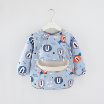 Baby eating surrounding hood Childrens hood waterproof and anti-dirty outside wearing long sleeves Anti-wearing boy girls apron dining pockets