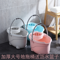 Plastic old-fashioned pier cloth bucket rotating water single bucket Household manual squeeze bucket Hand pressure drag bucket Mopping mop bucket