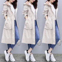 The wind coat woman with a long section 2022 Spring and autumn new loose casual fashion Temperament Pop Great Clothes Cashew and Cap Jacket