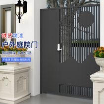 Modern wrought iron door Villa courtyard door louver door Outdoor iron door entrance door yard door single and double door customization