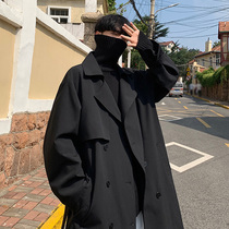 Trench trench coat men 2021 new spring autumn coat Korean version of the trend Ruffian handsome officer general school coat long