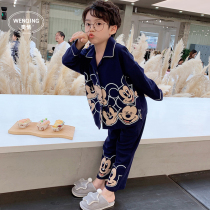 Boys pajamas spring and autumn cotton long sleeve cardigan boy cartoon 13-year-old childrens home clothing winter suit