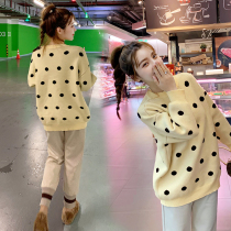 Autumn and winter maternity sweater fashion 2021 New pregnant women slim long lazy wind pullover knitted size