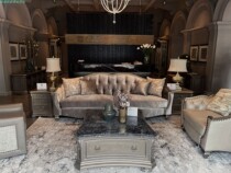 American art Tsukiji solid wood sofa Villa Living Room Modern Light Lavish Style Retro Carved Single Trio Sofa