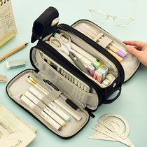  Simple pencil bag large capacity ins Japanese niche pencil box high-end sense stationery box junior high school students Japan 2020 new popular girl student male multi-function storage bag South Korea