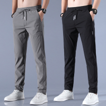 2021 new pants mens loose straight casual pants spring and autumn slim trousers stretch sweatpants summer ultra-thin model