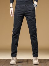 home daily casual pants mens Spring and Autumn New elastic slim straight solid color versatile trousers mens trousers