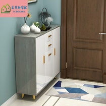 Entrance light luxury wind shoe cabinet household door simple modern entrance porch cabinet large capacity solid wood Nordic foyer cabinet