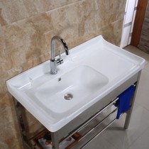 Ceramic laundry basin Stainless steel bracket Wash basin Wash basin with washboard balcony Ultra-deep laundry tank pool wash basin