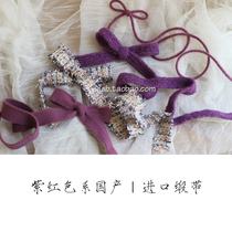 3yulab purple red ensemble Christmas satin with winter knit band Christmas tree hanging strap