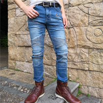 2019 spring and summer new mens motorcycle riding pants racing elastic slim waist protective gear anti-drop locomotive jeans