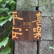 Black Walnut House Homestay Ping An Joy Listed Wood Carving Creative Personality Studio Solid Wood Signboard Customization