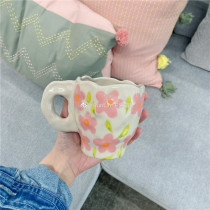 FunLife Life Hall ins hand-painted irregular hand-painted flowers mug Breakfast Milk Cup coffee cup