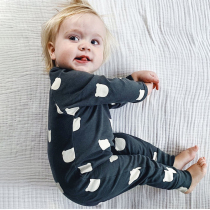 ins New white bear baby spring and autumn pure cotton one-piece Nordic style Western style baby romper net red climbing suit
