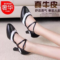 New Latin dance shoes soft bottom mid heel real cowskin national standard friendship modern dance adult outdoor square dance shoes