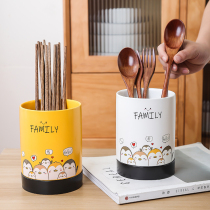  Cartoon ceramic chopstick tube multifunctional chopstick cage Household kitchen chopstick basket cute tableware spoon drain chopstick holder